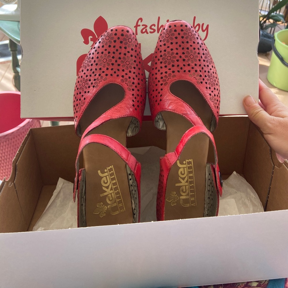 Rieker red sandals size 39